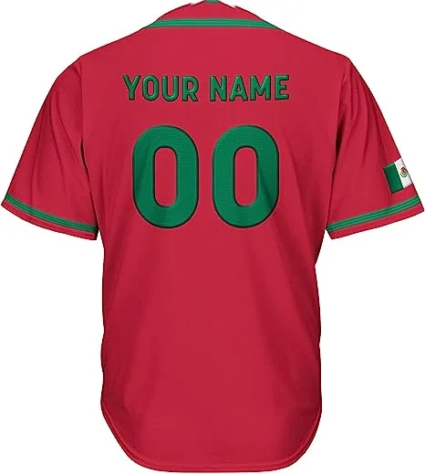 2023 Мексико Бейзболна фланелка с 3D принтом и окото, Безплатен бейзболна риза с потребителски име, Мъжки Градинска дрехи големи размери, Спортни дрехи с къс ръкав Изображение 1