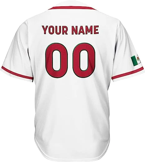 2023 Мексико Бейзболна фланелка с 3D принтом и окото, Безплатен бейзболна риза с потребителски име, Мъжки Градинска дрехи големи размери, Спортни дрехи с къс ръкав Изображение 3