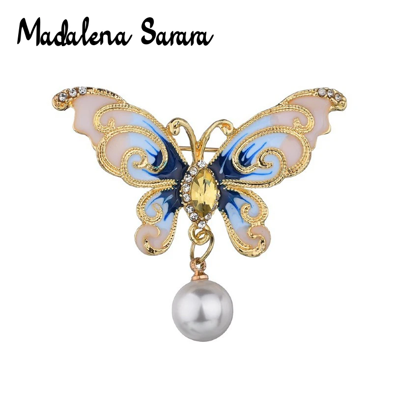 Дамски брошка-пеперуда от сладководни перли, MADALENA SARARA три цвята Изображение 0