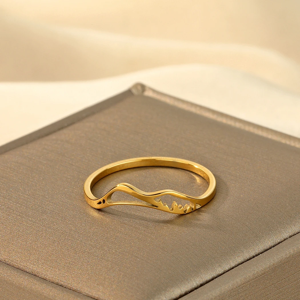 Златен пръстен с лазерно гравирани Cxwinde, midi прости планински бижута, персонални бижута от неръждаема стомана, подарък за рожден ден Изображение 1