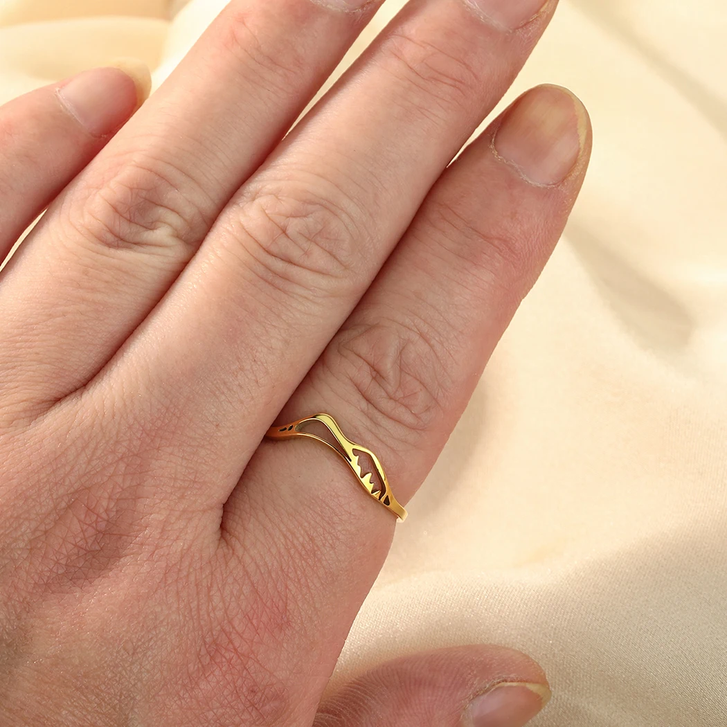 Златен пръстен с лазерно гравирани Cxwinde, midi прости планински бижута, персонални бижута от неръждаема стомана, подарък за рожден ден Изображение 2