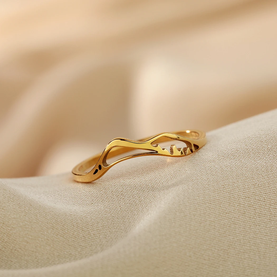 Златен пръстен с лазерно гравирани Cxwinde, midi прости планински бижута, персонални бижута от неръждаема стомана, подарък за рожден ден Изображение 3