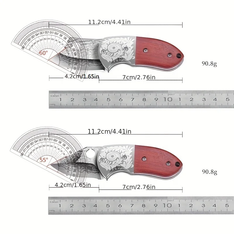 Дамасский кухненски нож за рязане на XTL, сгъваема мини-нож за ключове на открито, остър сгъваем нож от неръждаема стомана с висока твърдост Изображение 5