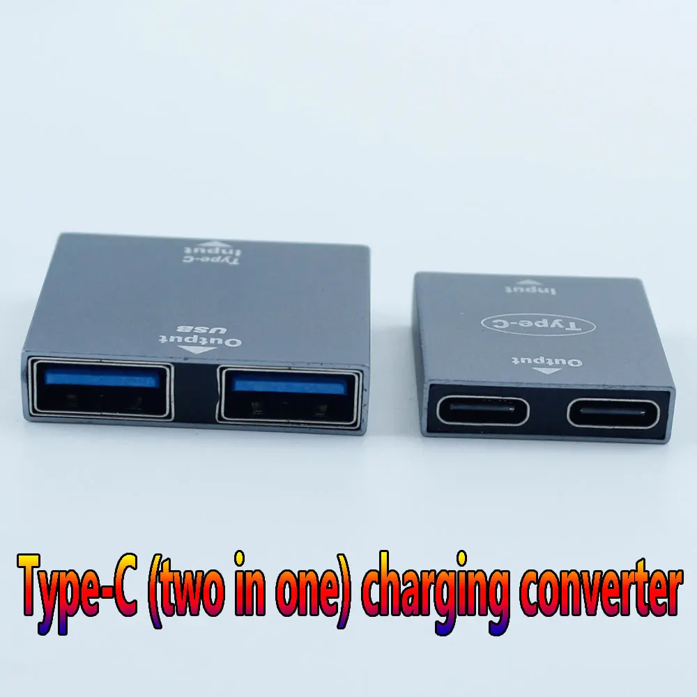 1 бр. Интерфейс за бързо зареждане на мобилния телефон type-c one split 2 адаптер USB 2 до штекеру Type-C 1/2 зарядно устройство ще захранване на преобразовательная корона Изображение 0
