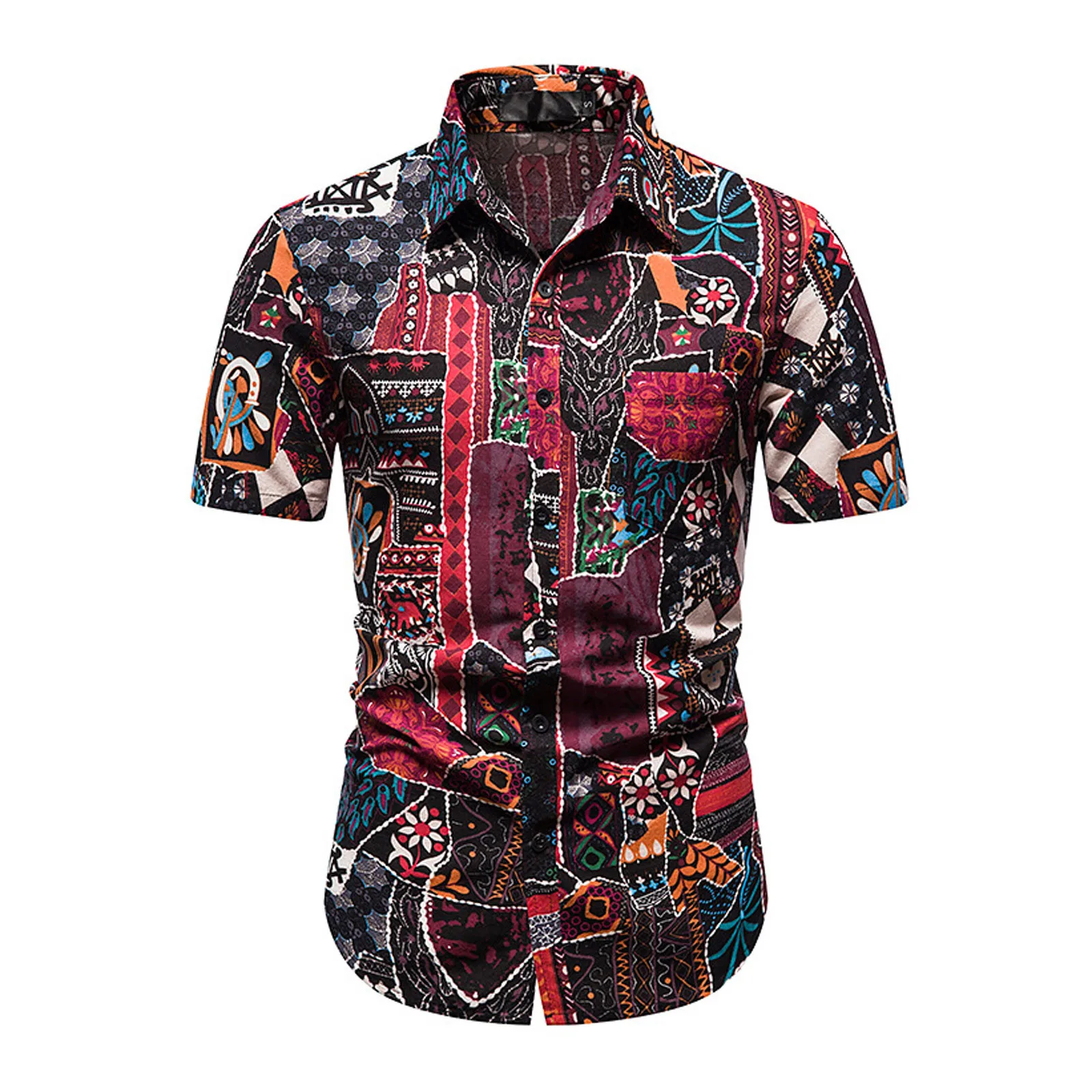 Дизайнерски мъжки риза, Лятна Хавайска риза в плажен стил, Памучни Ленени Ризи с принтом, Ежедневни Укороченная риза с ревери, Градинска дрехи, camisas Изображение 0