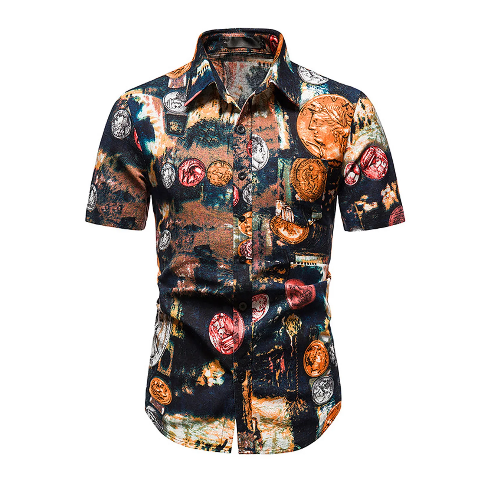 Дизайнерски мъжки риза, Лятна Хавайска риза в плажен стил, Памучни Ленени Ризи с принтом, Ежедневни Укороченная риза с ревери, Градинска дрехи, camisas Изображение 3