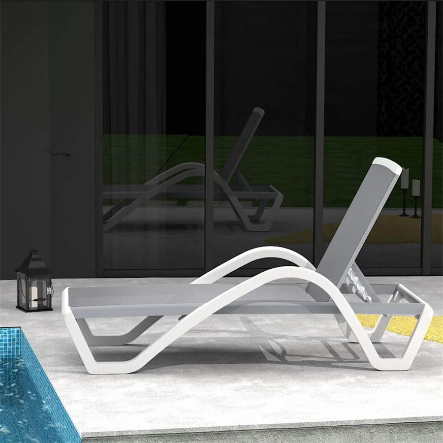 Модерен открит салон, Регулируеми Алуминиеви столове за отдих край басейна, с подлакътници, при всякакви метеорологични условия столове за басейна отвън, в басейна, на тревата в градината Изображение 3