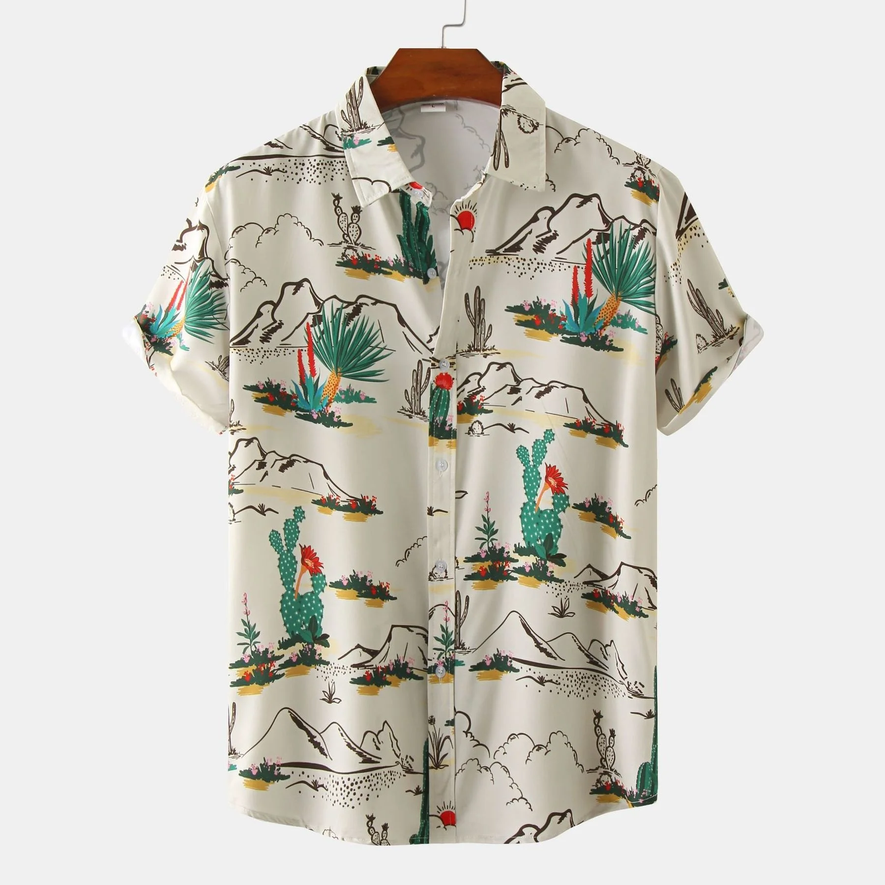 Мъжки хавайска риза, летни ризи с къс ръкав, тропическо растение, авокадото, плажни ризи с копчета, градинска облекло Изображение 0