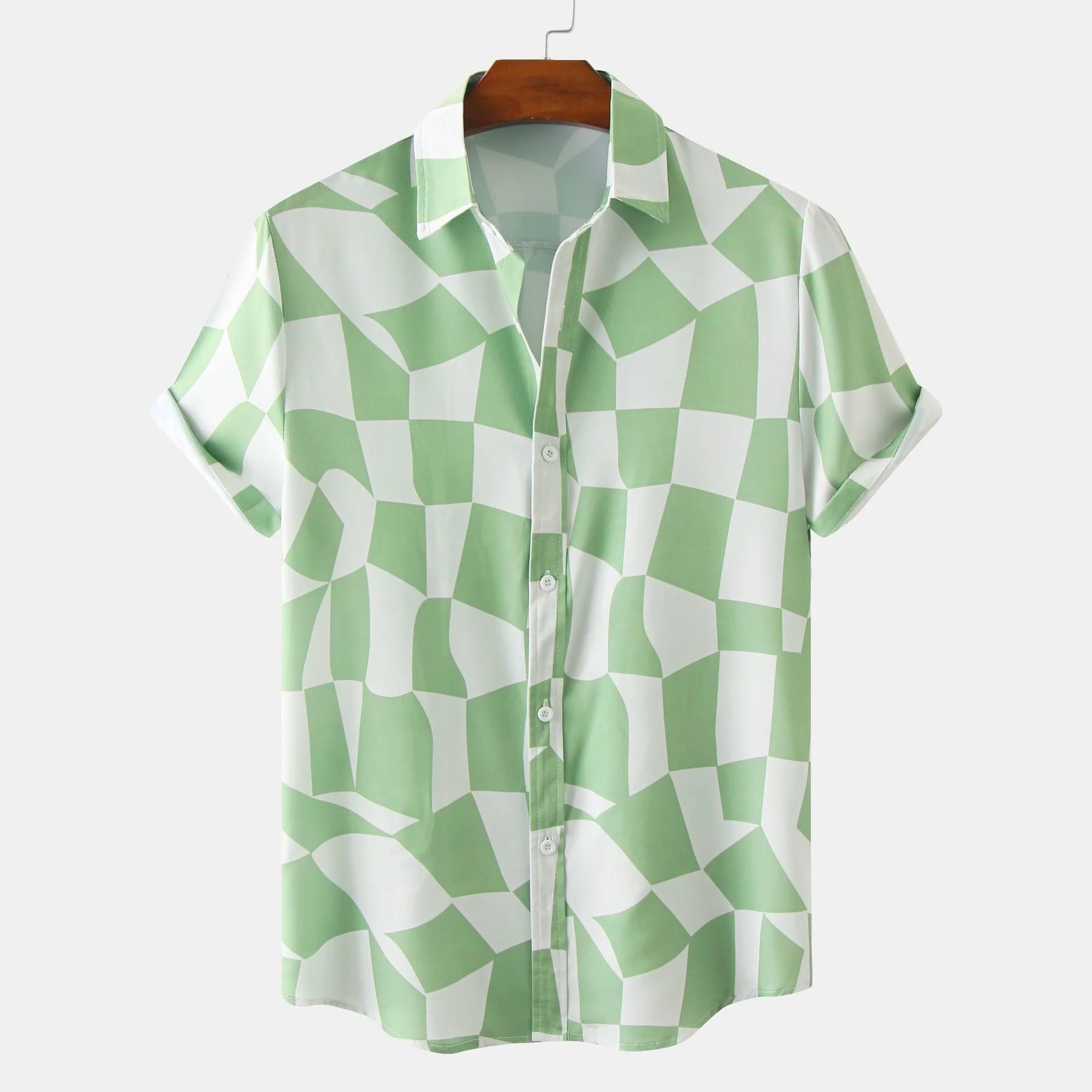 Мъжки хавайска риза, летни ризи с къс ръкав, тропическо растение, авокадото, плажни ризи с копчета, градинска облекло Изображение 2
