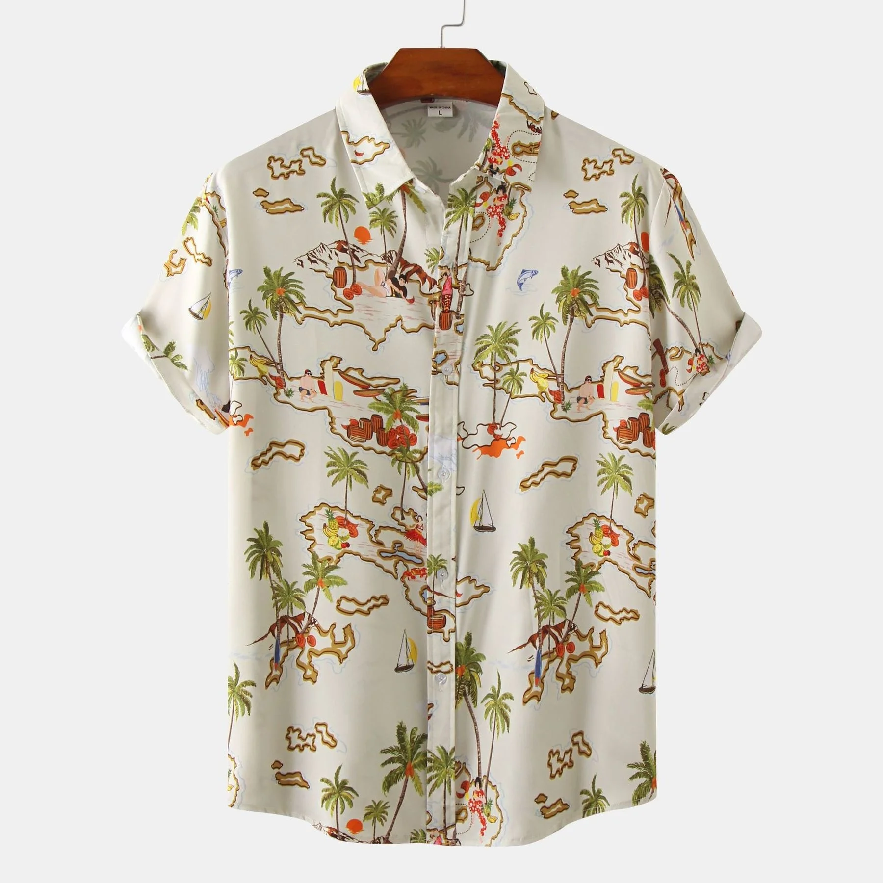 Мъжки хавайска риза, летни ризи с къс ръкав, тропическо растение, авокадото, плажни ризи с копчета, градинска облекло Изображение 5