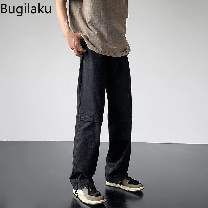Работни панталони Bugilaku, мъжки летни ежедневни панталони в американския ретро-стил, права тръба, без тенденция на улицата Изображение 0
