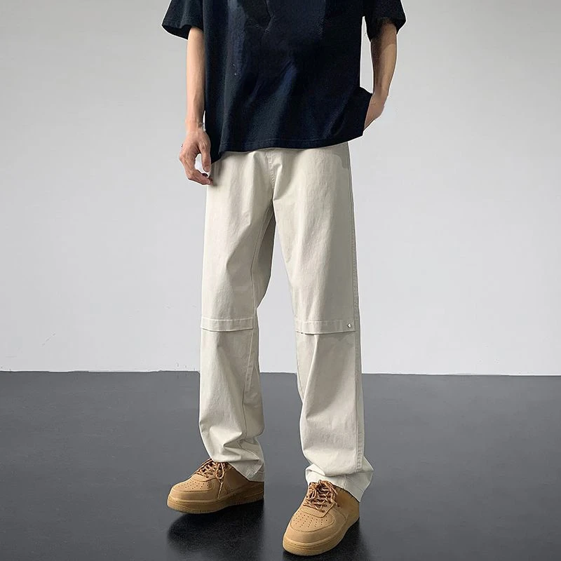 Работни панталони Bugilaku, мъжки летни ежедневни панталони в американския ретро-стил, права тръба, без тенденция на улицата Изображение 1