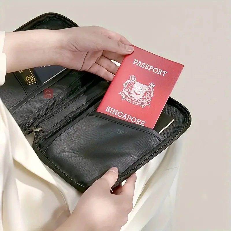 Семеен титуляр за паспорт, Преносими чанти за съхранение, Водоустойчив найлонов калъф, Организатор, пътнически аксесоари, покритие, чанта за документи, държач за карти Изображение 1