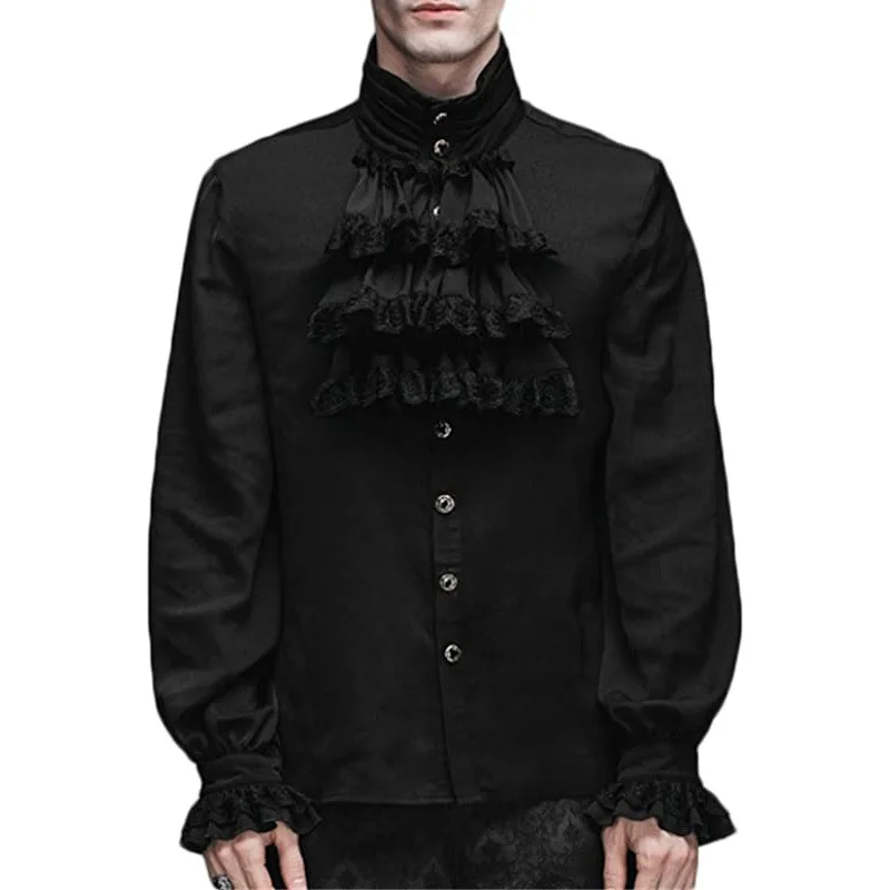 2023, Яка-часова, къдри, Реколта ризи с дълъг ръкав За Мъже, Средновековната Готическа блуза в стил steampunk Изображение 0