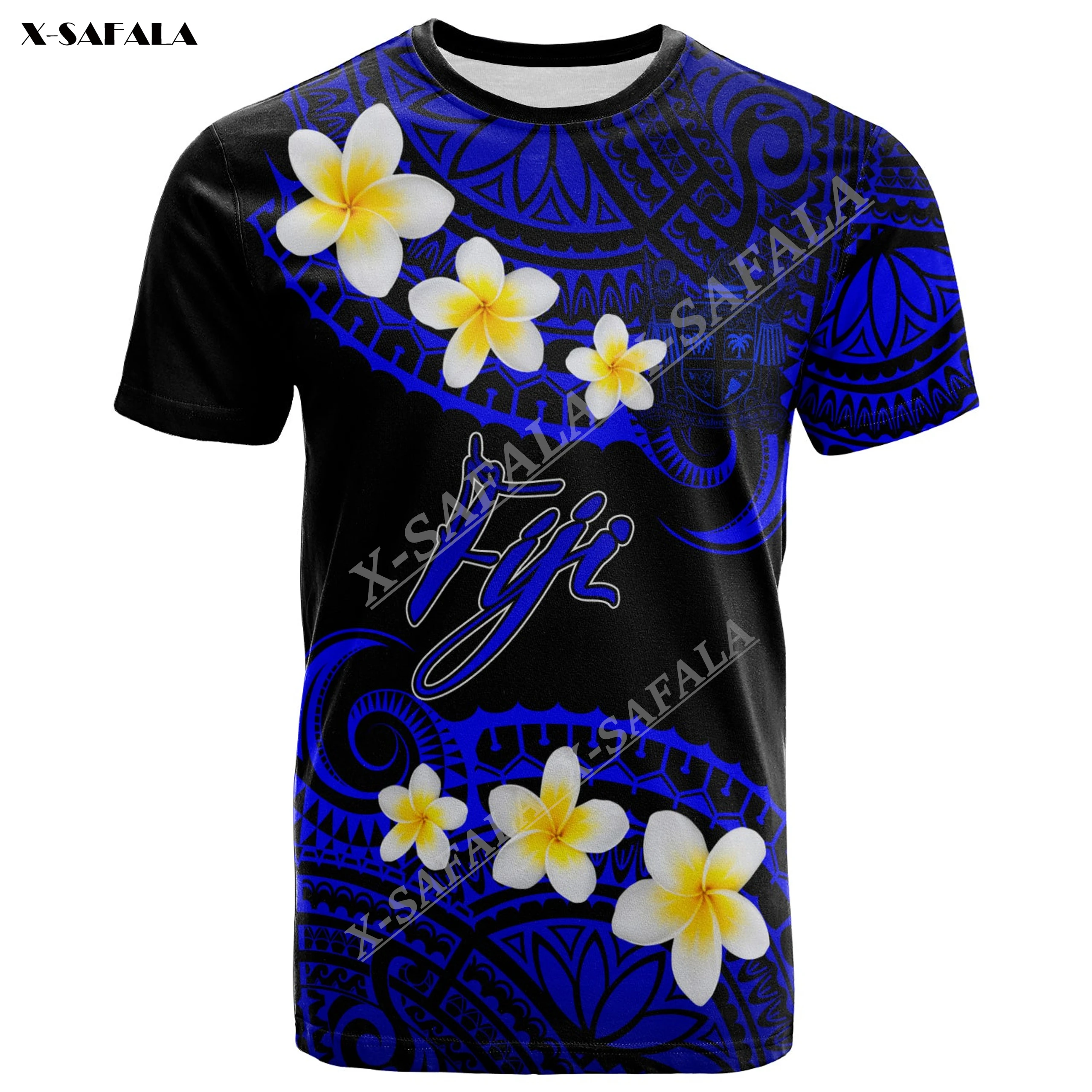 ФИДЖИ Полинезийски Хавай Плюмерия ПОТРЕБИТЕЛСКО ИМЕ 3D Принт Мъжки Тениски, Потници Тениски С Къс Ръкав в Ежедневието бързо съхнещи Лятото Дишащи Изображение 2