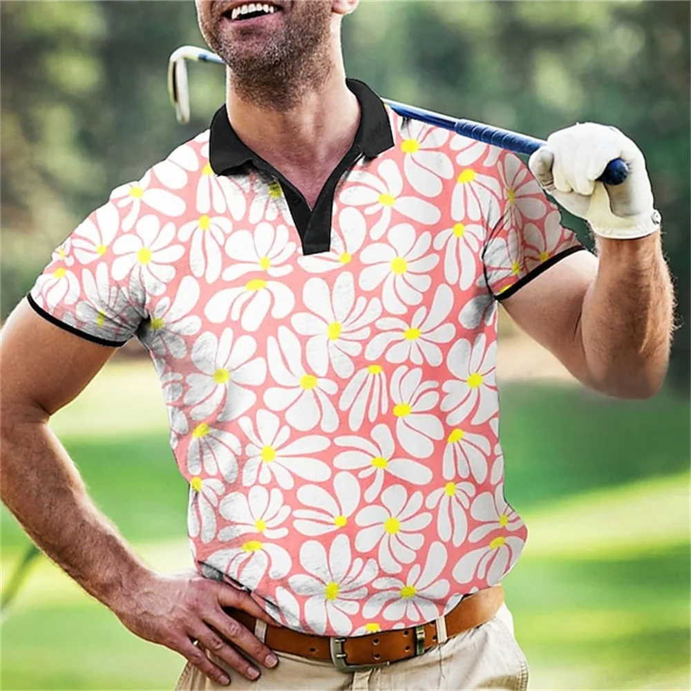 Лятна Мъжка поло риза за голф, негабаритная риза от кокосовата палма, Празнична мъжки спортни и ежедневни риза с къси ръкави копчета с къс ръкав, дрехи за голф Изображение 1