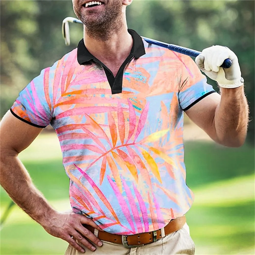 Лятна Мъжка поло риза за голф, негабаритная риза от кокосовата палма, Празнична мъжки спортни и ежедневни риза с къси ръкави копчета с къс ръкав, дрехи за голф Изображение 2