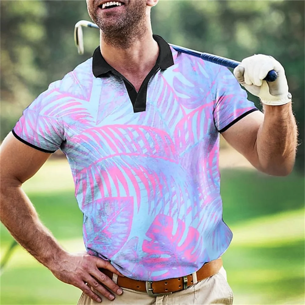 Лятна Мъжка поло риза за голф, негабаритная риза от кокосовата палма, Празнична мъжки спортни и ежедневни риза с къси ръкави копчета с къс ръкав, дрехи за голф Изображение 3