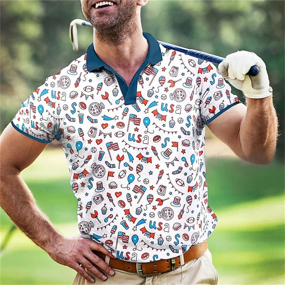 Лятна Мъжка поло риза за голф, негабаритная риза от кокосовата палма, Празнична мъжки спортни и ежедневни риза с къси ръкави копчета с къс ръкав, дрехи за голф Изображение 4