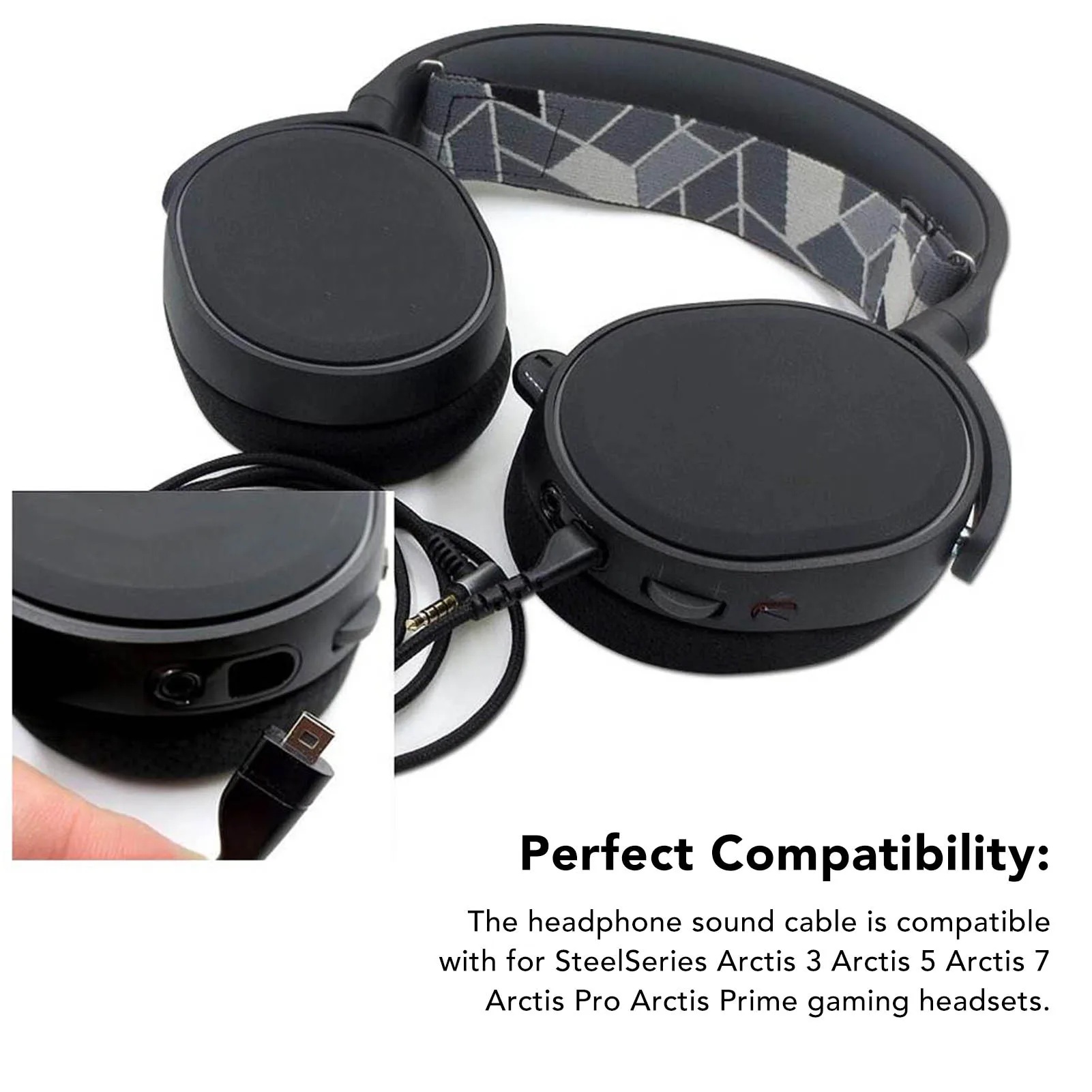 Подмяна на аудио кабел слушалки Съвместими с SteelSeries Arctis 3, Arctis 5, Arctis 7, Arctis Pro, Arctis Prime Изображение 4