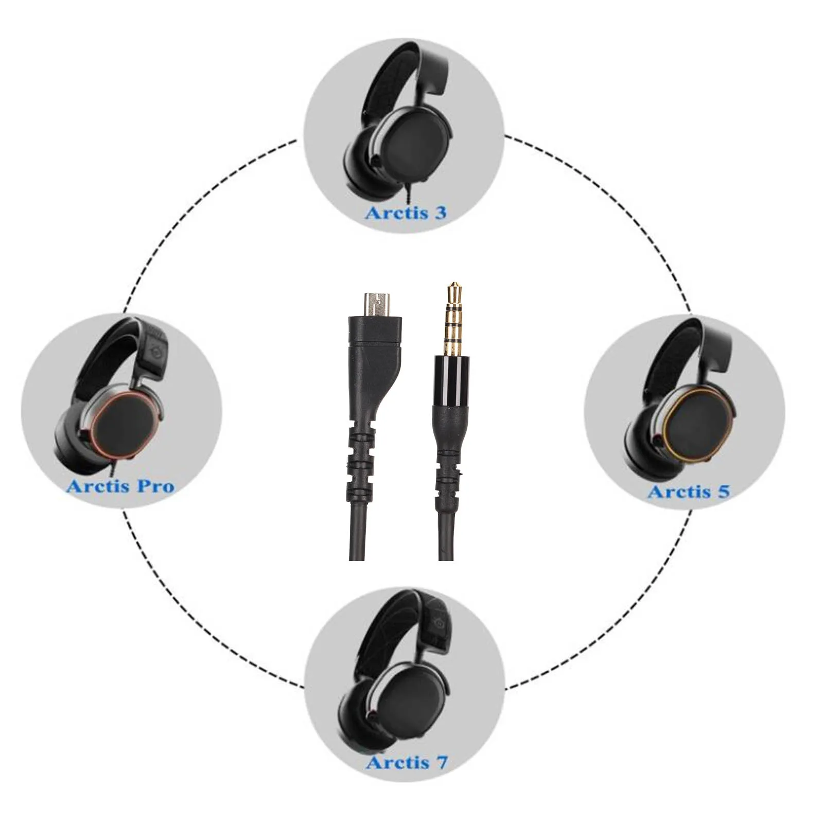 Подмяна на аудио кабел слушалки Съвместими с SteelSeries Arctis 3, Arctis 5, Arctis 7, Arctis Pro, Arctis Prime Изображение 5