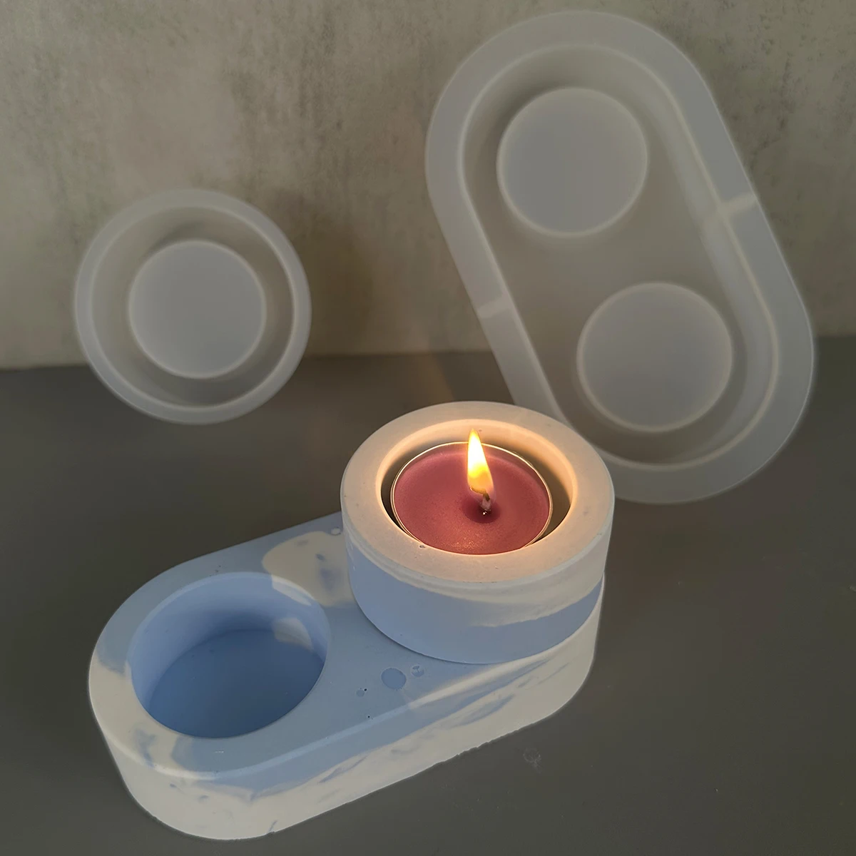 Цимент 3 дупки за свещи силиконови форми за diy от гипс свещ титуляр тава керамика мухъл декорация на дома занаяти подаръци Изображение 0