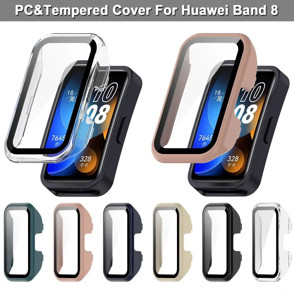 Нова кутия за КОМПЮТЪР с пълно покритие за Huawei Band 8, устойчив на удари едно парче защитен калъф за екрана от закалена филм, броня за смарт часа Изображение 0