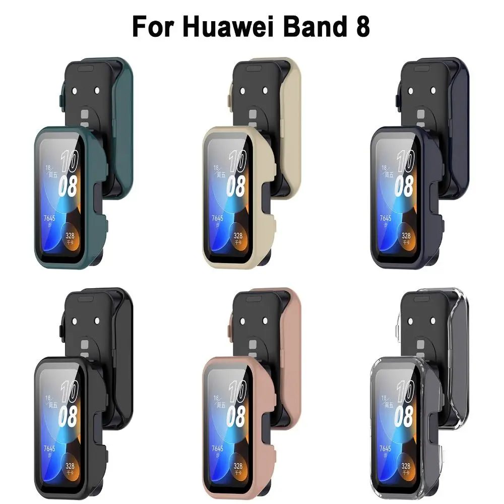 Нова кутия за КОМПЮТЪР с пълно покритие за Huawei Band 8, устойчив на удари едно парче защитен калъф за екрана от закалена филм, броня за смарт часа Изображение 1