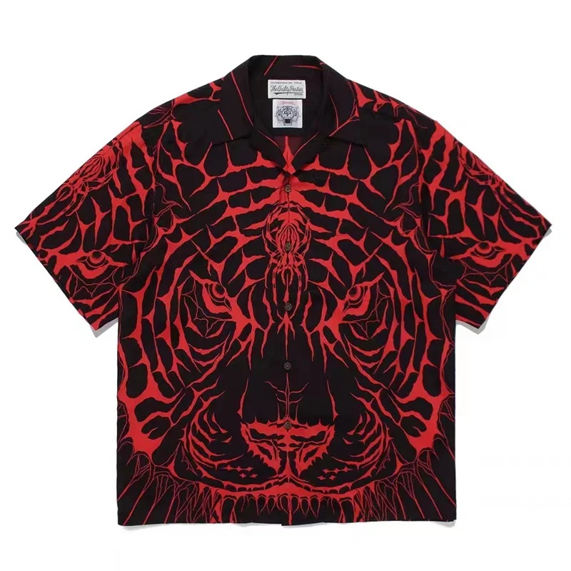 Нова риза WACKO MARIA с изображение на тигър За мъже и жени е 1: 1, Хавайски ризи на по-Добро качество, Тениска за фитнес зала Изображение 0