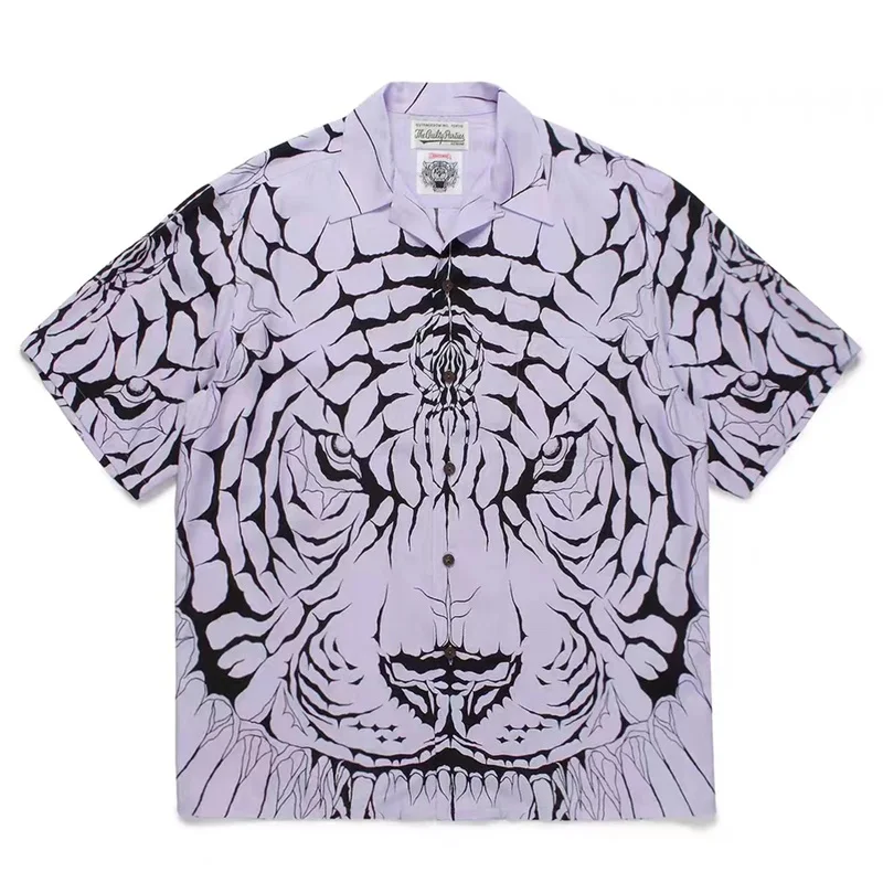 Нова риза WACKO MARIA с изображение на тигър За мъже и жени е 1: 1, Хавайски ризи на по-Добро качество, Тениска за фитнес зала Изображение 2