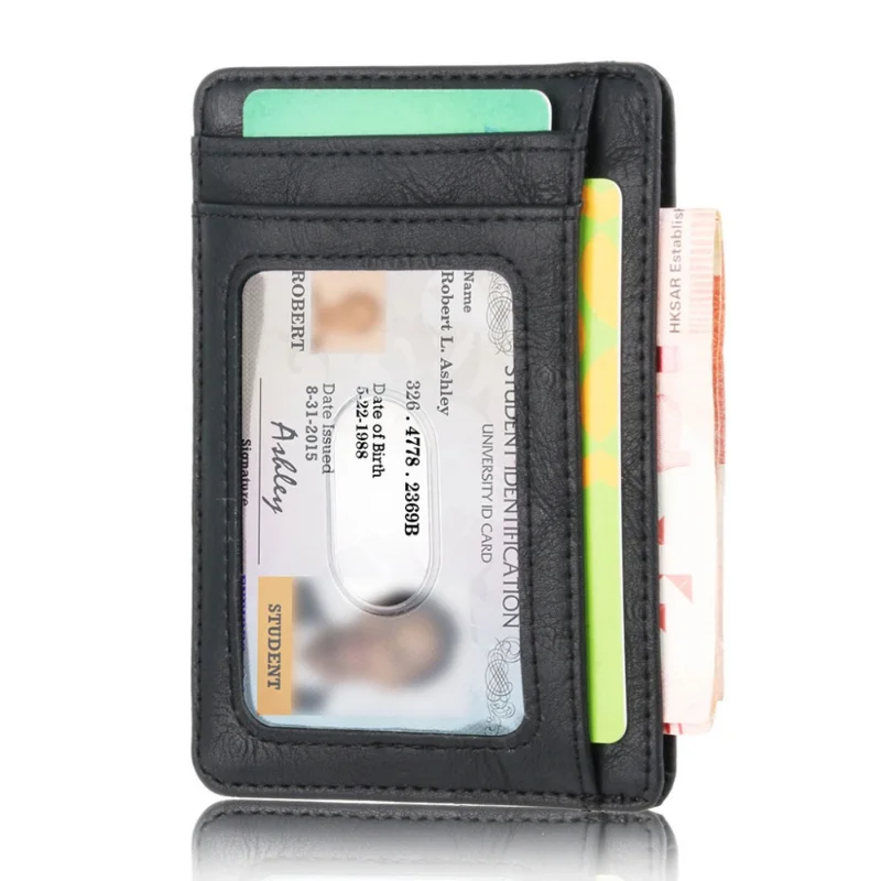 Ултратънък RFID Блокиране Кожена Кесия, Държач за кредитни ID-карти, Портфейл, Касичка за мъже и Жени 2023, Модерна чанта 11,5x8x0,5 см Изображение 3