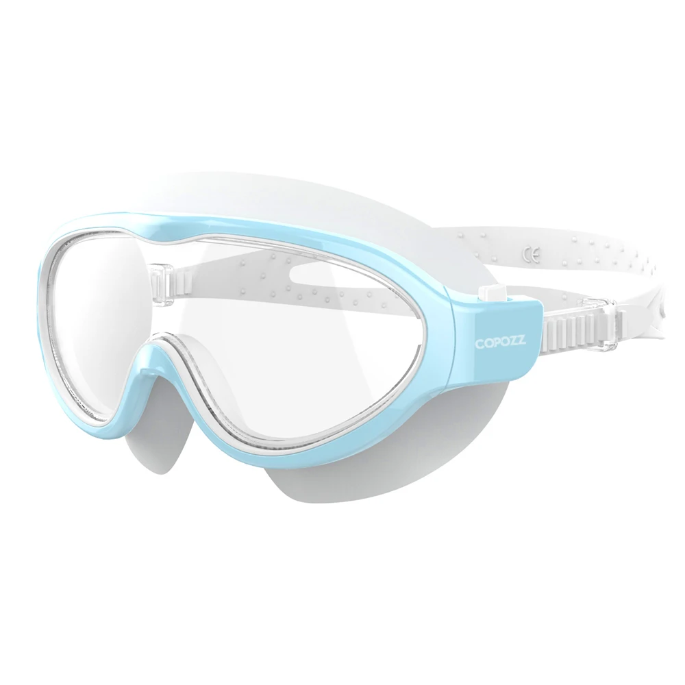 COPOZZ Очила за плуване в голяма рамка, за Възрастни Очила за плуване, Мъже, Жени Професионален HD фарове за очила Силиконови очила Изображение 3