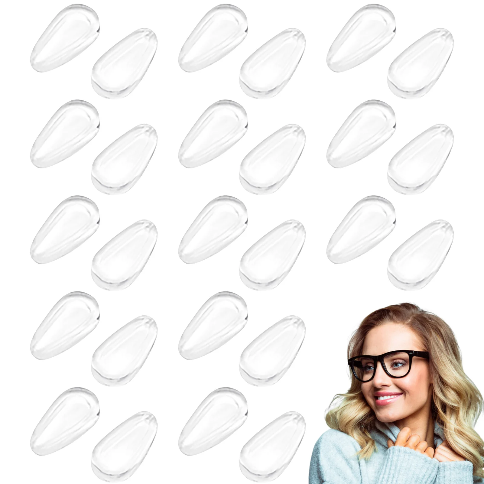 12 чифта професионални мини-меки силиконови прозрачна подложка за носа, за очила, универсални противоскользящих, лесно може да се настрои самозалепващи очила за четене Изображение 1